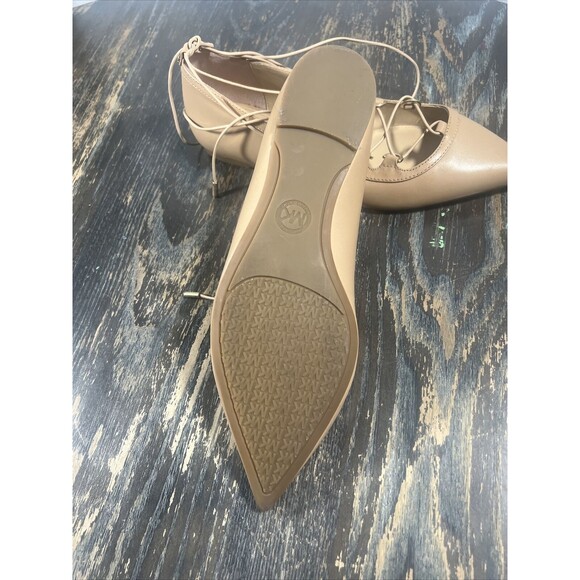 Michael Kors Ballet Flats Pointy Toe Nude Ankle Tie Lightly worn no box Size 7 - Picture 10 of 15